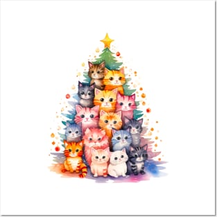 Cat Christmas Tree Posters and Art